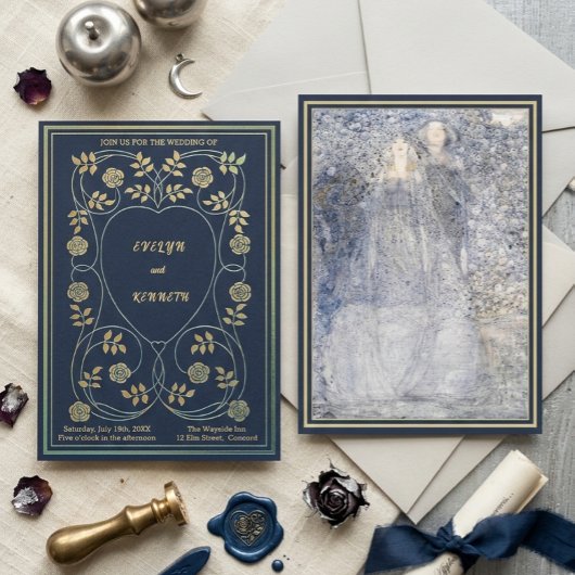 Etherische Middernacht Navy & Goud Vintage Celesti Kaart