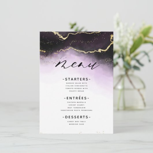 Etherische Mist Ombre Amethist Paarse verguld dine Menu (Staand voorkant)