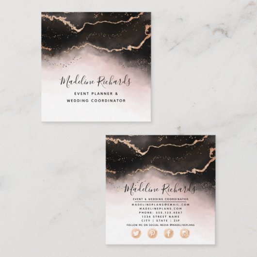 ETHERISCHE Mist Ombre Blush Roze Waterverf Modern Vierkante Visitekaartje (Voorkant / Achterkant)