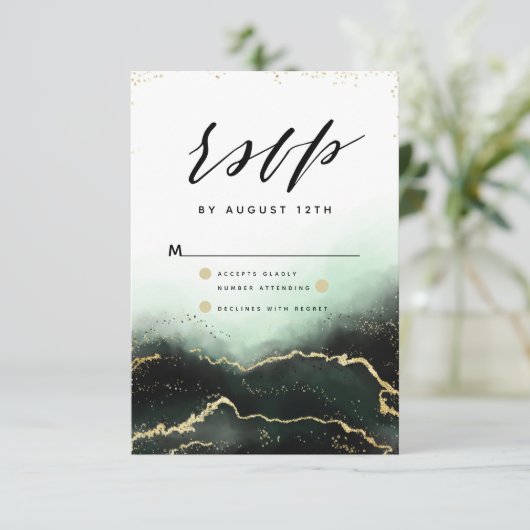 Etherische Mist Ombre Emerald Waterverf Moody RSVP (Staand voorkant)