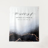 Etherische Mist Ombre Navy Blauw Fotocabine Achter Wandkleed (Voorkant)