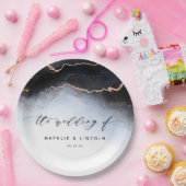 Etherische Mist Ombre Navy Blauwe Waterverf Bruilo Papieren Bordje (Feest)