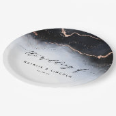 Etherische Mist Ombre Navy Blauwe Waterverf Bruilo Papieren Bordje (Gekanteld)