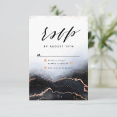 Etherische Mist Ombre Navy Blue vergulde Moody RSV RSVP Kaartje (Staand voorkant)