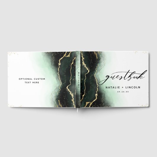 Etherische Mist Ombre Smaragd Groen vergulde bruil Gastenboek (Volledig)