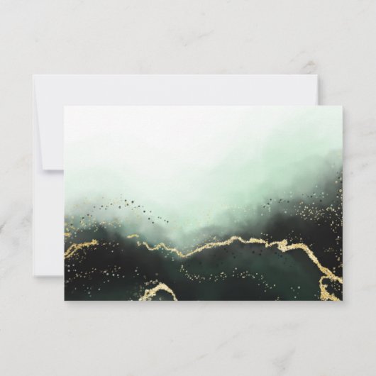 Etherische Mist Ombre Smaragd Groene Moody Bruilof RSVP Kaartje (Achterkant)