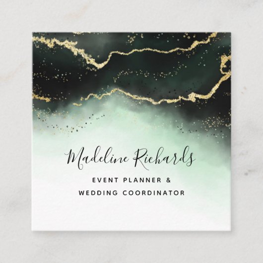 ETHERISCHE Mist Ombre Smaragdgroene Waterverf Mood Vierkante Visitekaartje (Voorkant)