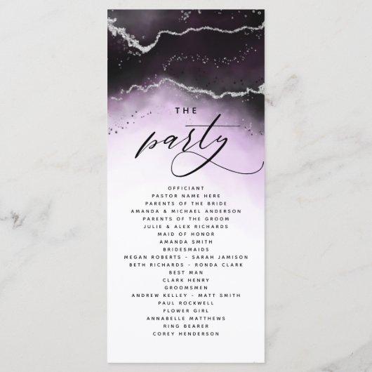 Etherische mist Ombre Ultra Violet bruiloft ceremo Programmakaart (Achterkant)