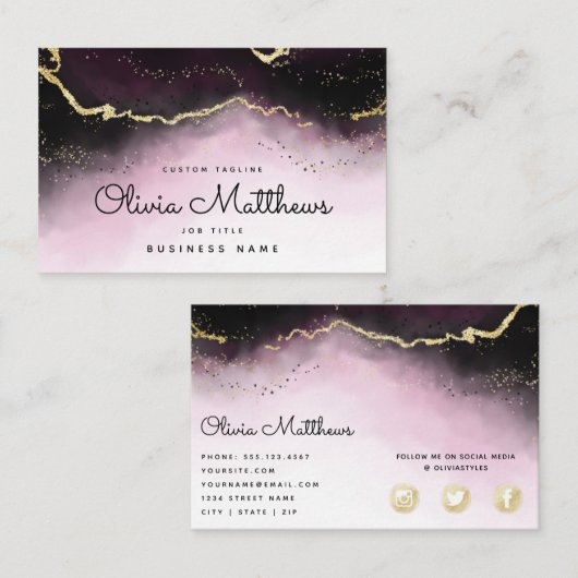 ETHERISCHE Mist Ombre Wijn Bourgogne Waterverf Moo Visitekaartje (Voorkant / Achterkant)