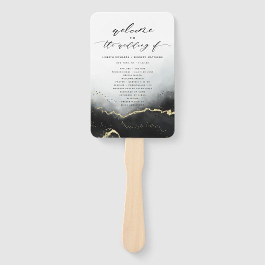 Etherische mist Ombre zwart bruiloft ceremonie pro Handwaaier (Voorkant)