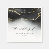 Etherische Mist Ombre Zwart Moody Bruiloft Monogra Servet (Voorkant)