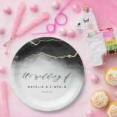 Etherische Mist Ombre Zwart Waterverf Moody Bruilo Papieren Bordje (Feest)