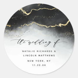 Etherische Mist Ombre Zwart Waterverf Moody Bruilo Ronde Sticker