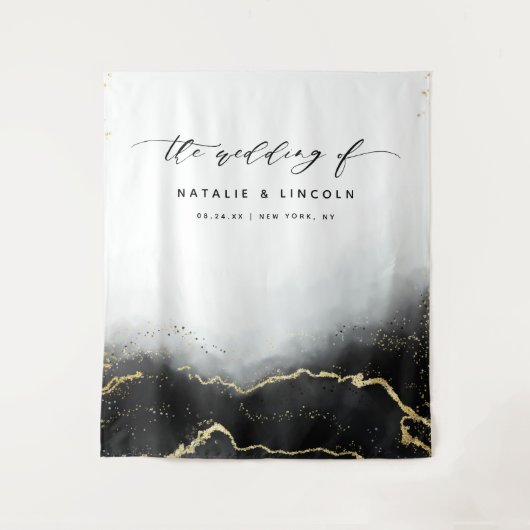 Etherische Mist Ombre Zwarte Fotocabine Achtergron Wandkleed (Voorkant)