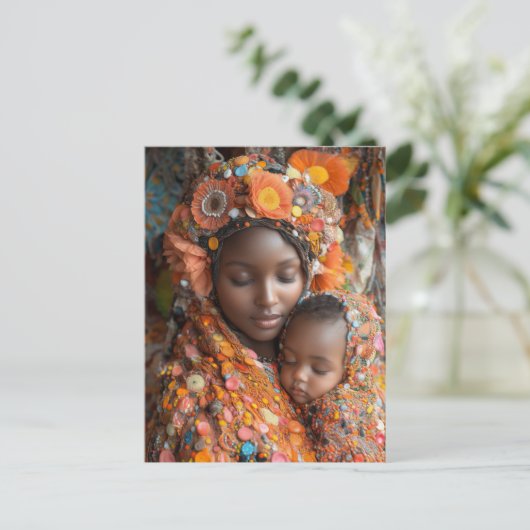 etherische moeder kind levendige traditionele kled briefkaart (Staand voorkant)
