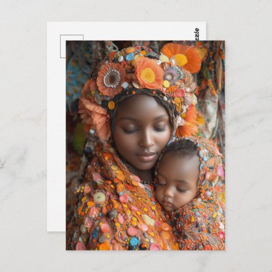 etherische moeder kind levendige traditionele kled briefkaart (Voorkant / Achterkant)