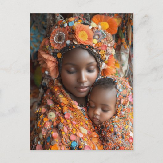 etherische moeder kind levendige traditionele kled briefkaart (Voorkant)