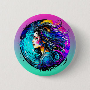 Etherische mooie vrouw nooit stoppen met dromen ronde button 5,7 cm
