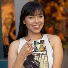 Etherische mystieke fantasie kunst zwart en goud koffiemok