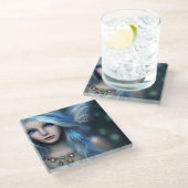 Etherische mystieke fee meisje glazen onderzetter (Schuin)