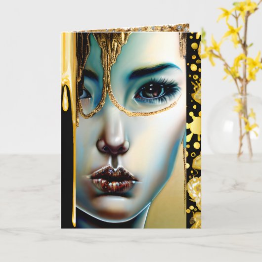 Etherische mystieke godin in goud kaart (Gele Bloem)