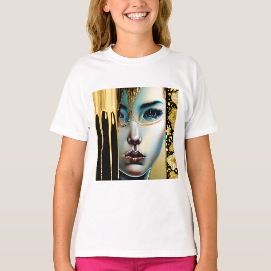 Etherische mystieke godin in goud t-shirt (Voorkant)