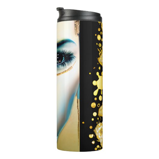 Etherische mystieke godin in goud thermosbeker (Geroteerd rechts)