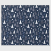 Etherische Nacht Sky Sneeuwrijke Bomen Vakantie Ge Cadeaupapier (Vlak)