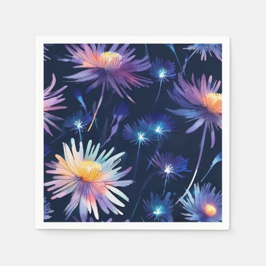 etherische nachtbloei bioluminescente aster servet (Voorkant)