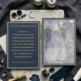 Etherische Navy Goud Vintage Art Nouveau Poëzie Informatiekaartje