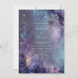 Etherische Nevel Paars Blauw Goud Fantasie Bruilof Kaart