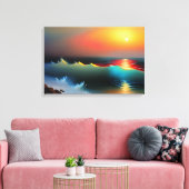 Etherische Oceaan en Zonsondergang AI Kunst Canvas Afdruk (Insitu (Woonkamer))