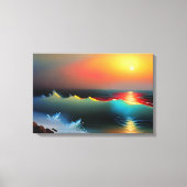 Etherische Oceaan en Zonsondergang AI Kunst Canvas Afdruk (Voorkant)