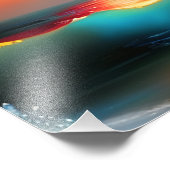 Etherische Oceaan en Zonsondergang AI Kunst Foto Afdruk (Hoek)