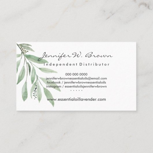 Etherische oliën Floral-groene boho-logo Visitekaartje (Achterkant)
