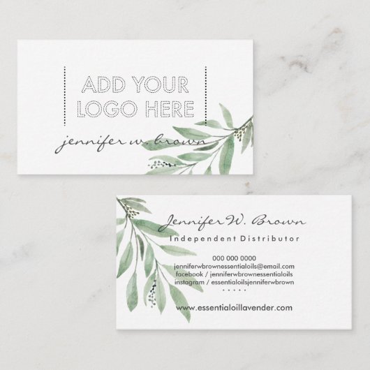 Etherische oliën Floral-groene boho-logo Visitekaartje (Voorkant / Achterkant)
