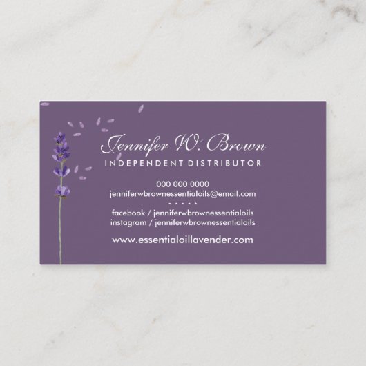 Etherische oliën paarse lavenderbloem visitekaartje (Achterkant)