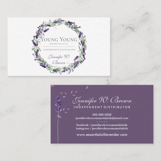 Etherische oliën paarse lavenderbloem visitekaartje (Voorkant / Achterkant)