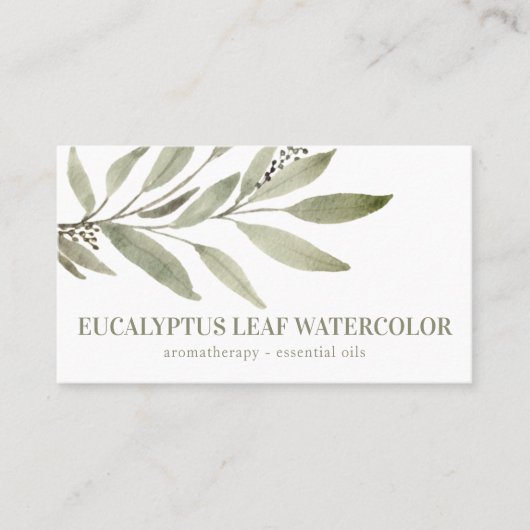 Etherische oliën van eucalyptusblad bloem botanisc visitekaartje (Voorkant)