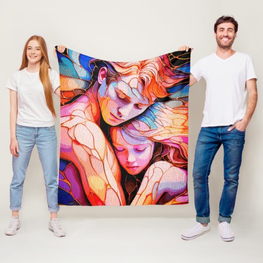 Etherische Omarming van de Bewaker – Fantasie Gebr Fleece Deken (In situ)