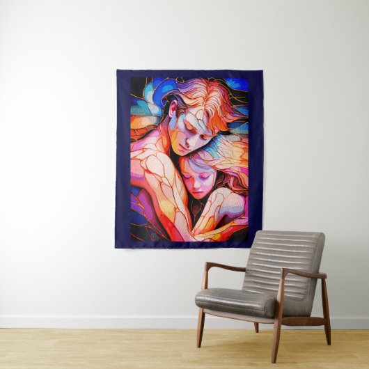 Etherische Omarming van de Bewaker – Fantasie Glas Wandkleed (In situ)
