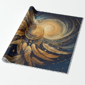 Etherische ontsnappingen, Golden Dreamcatcher Star Cadeaupapier (Uitgerold)