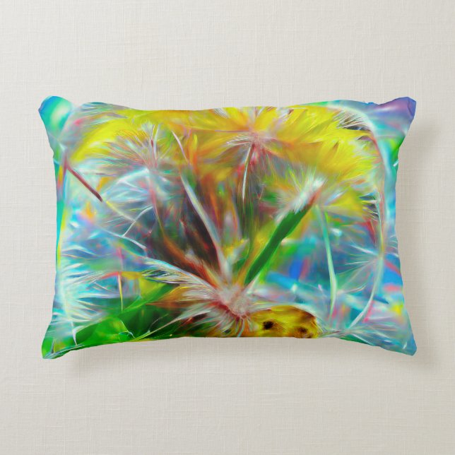 ETHERISCHE Paardenbloemen in Neon Dreamscape Accent Kussen (Voorkant)