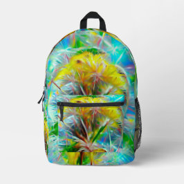 ETHERISCHE Paardenbloemen in Neon Dreamscape Bedrukte Rugzak