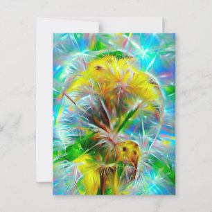 ETHERISCHE Paardenbloemen in Neon Dreamscape Briefkaart