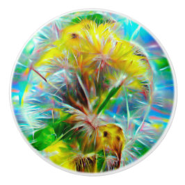 ETHERISCHE Paardenbloemen in Neon Dreamscape Keramische Knop