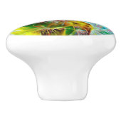 ETHERISCHE Paardenbloemen in Neon Dreamscape Keramische Knop (Zijkant)