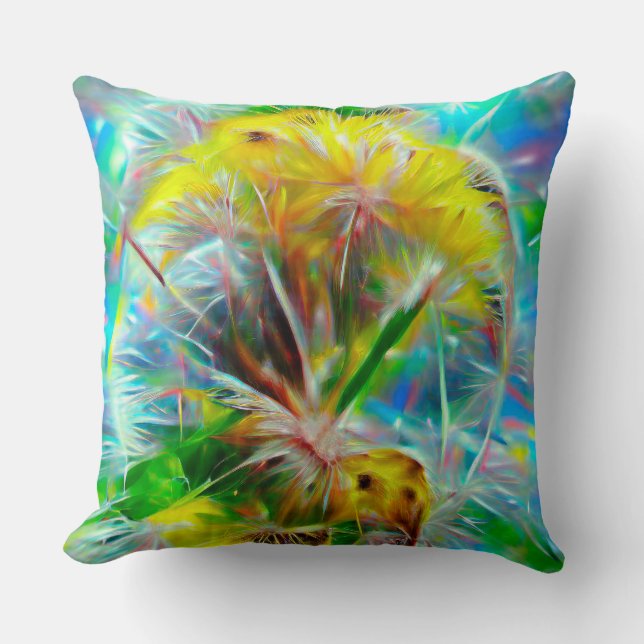 ETHERISCHE Paardenbloemen in Neon Dreamscape Kussen (Voorkant)