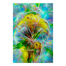 ETHERISCHE Paardenbloemen in Neon Dreamscape Perfect Poster
