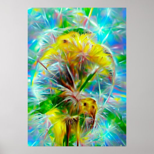 ETHERISCHE Paardenbloemen in Neon Dreamscape Poster (Voorkant)
